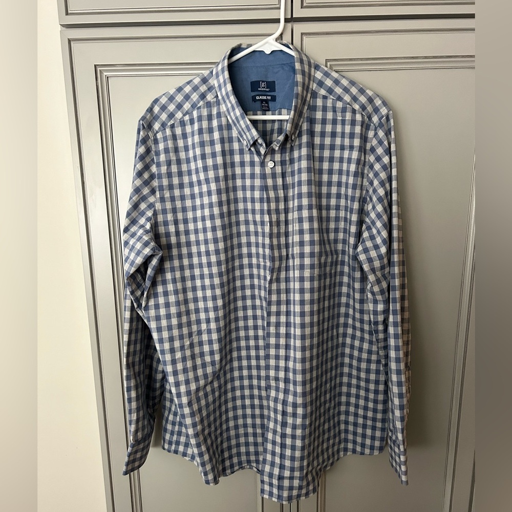 George Blue and grey check shirt XL